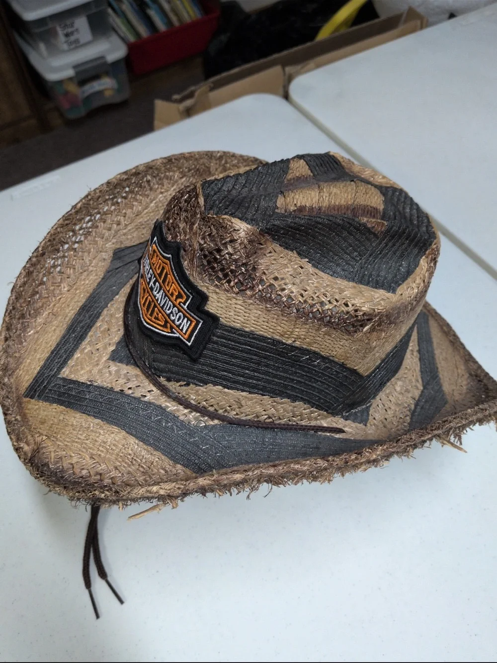 Harley-Davidson Brown & Black Straw Cowboy Hat